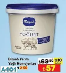 BİRŞAH YARIM YAĞLI HOMOJENİZE YOĞURT 2 KG BİRŞAH YARIM YAĞLI HOMOJENİZE YOĞURT 2 KG